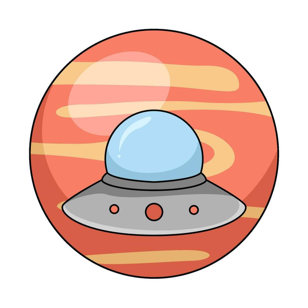 UFO com planeta ilustração vetor