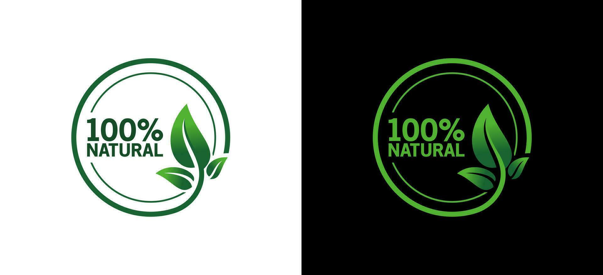 100 natural vetor logotipo ou crachá modelo para produtos com puro verde folha círculo