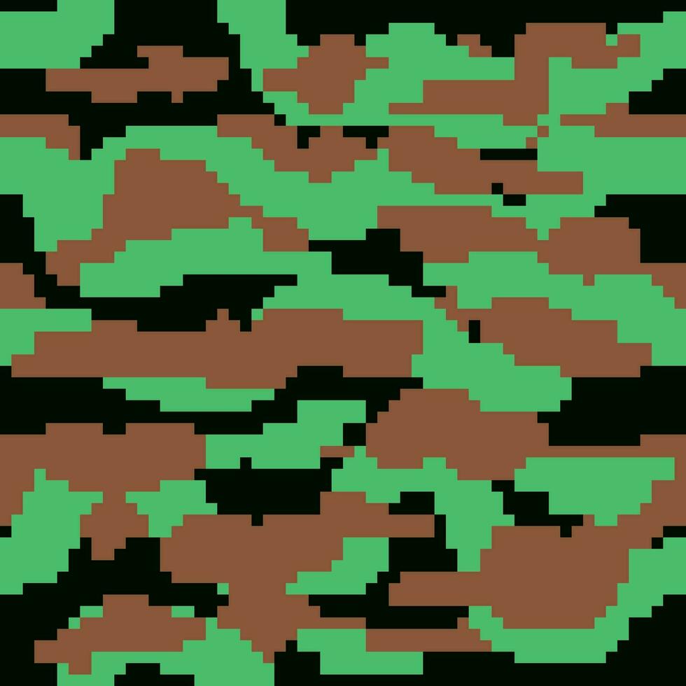 uma pixel arte imagem do uma verde e Castanho camuflar padronizar vetor