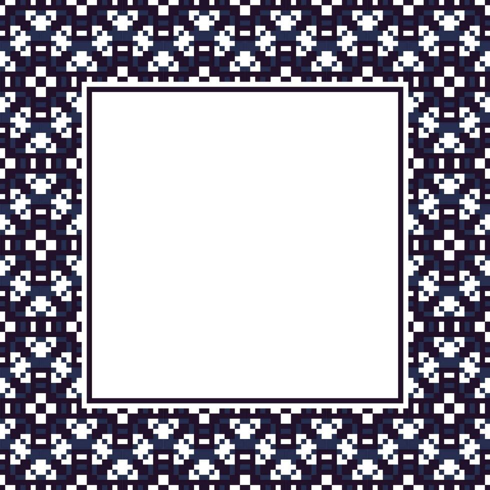 uma quadrado quadro, Armação com uma azul e branco padronizar vetor
