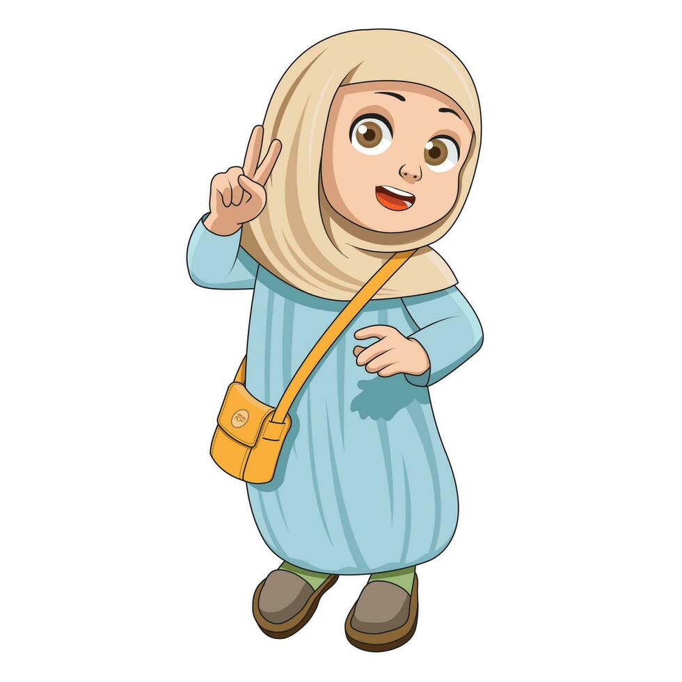 fofa hijaber dentro desenho animado estilo. vetor