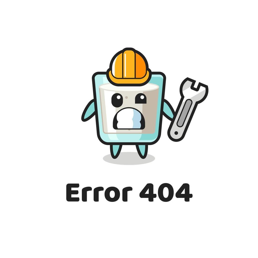 erro 404 com o mascote fofo do leite vetor