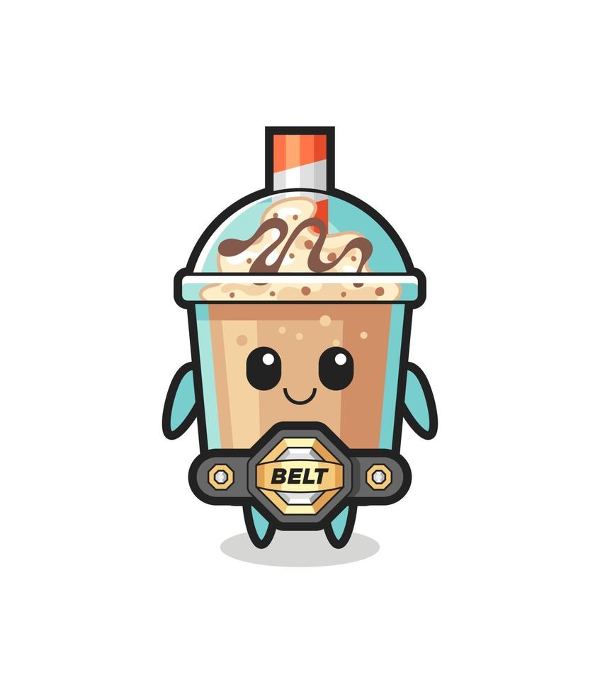 o mascote do milkshake do lutador mma com um cinto vetor