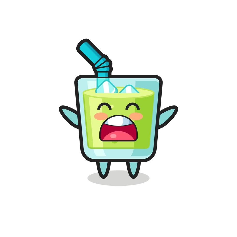 Mascote de suco de melão fofo com uma expressão de bocejo vetor