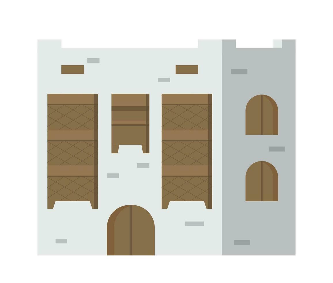 autêntico antigo árabe casa plano vetor ilustração isolado em branco.