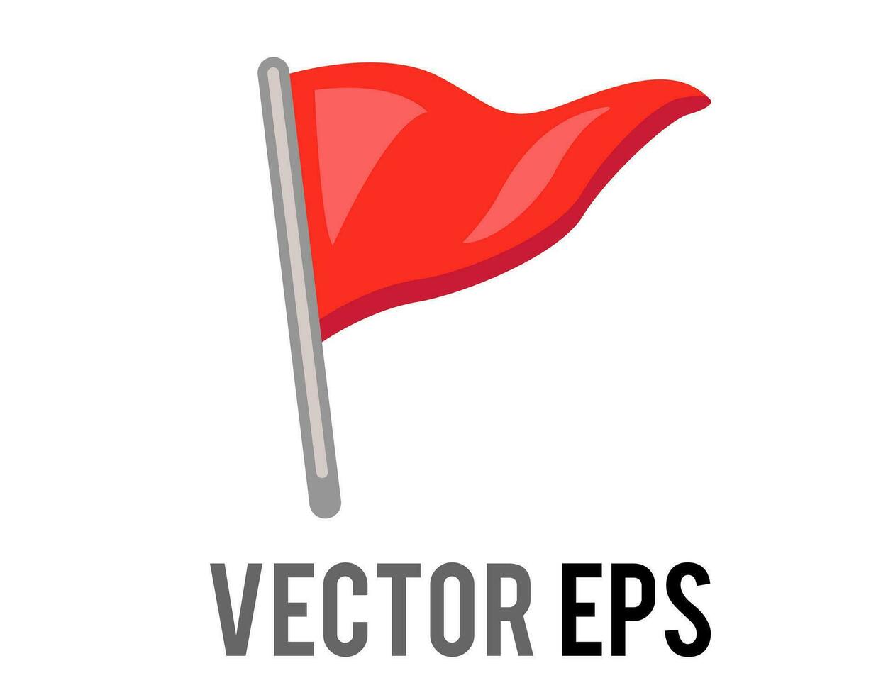 vetor isolado vetor triangular gradiente vermelho bandeira ícone com prata pólo