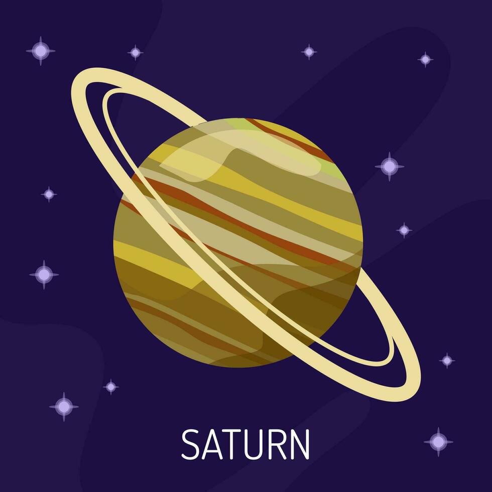 vetor ilustração do a planeta Saturno dentro espaço. uma planeta em uma Sombrio fundo com estrelas.