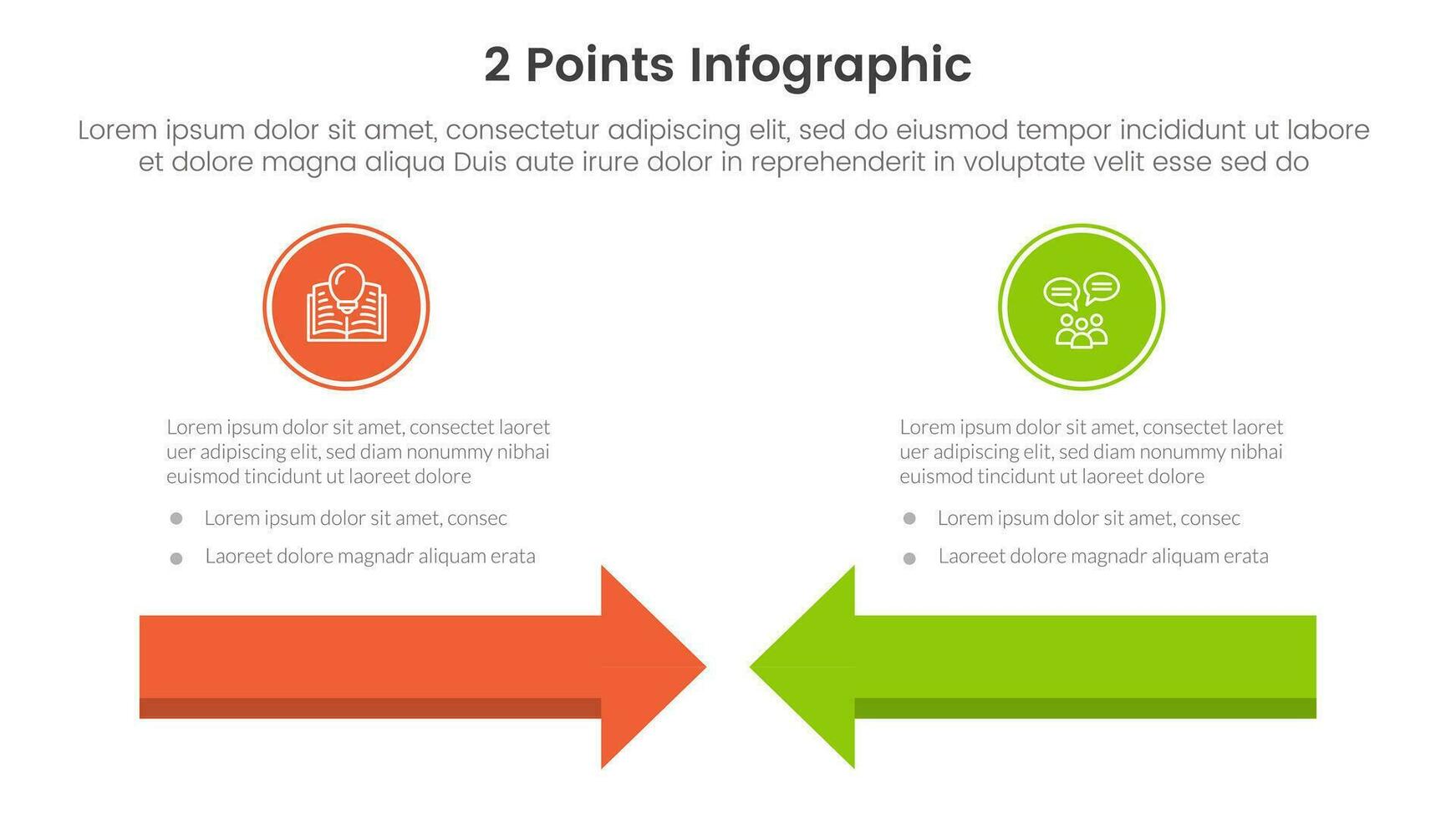 versus ou comparar e comparação conceito para infográfico modelo bandeira com Setas; flechas cabeça para cabeça com dois ponto Lista em formação vetor