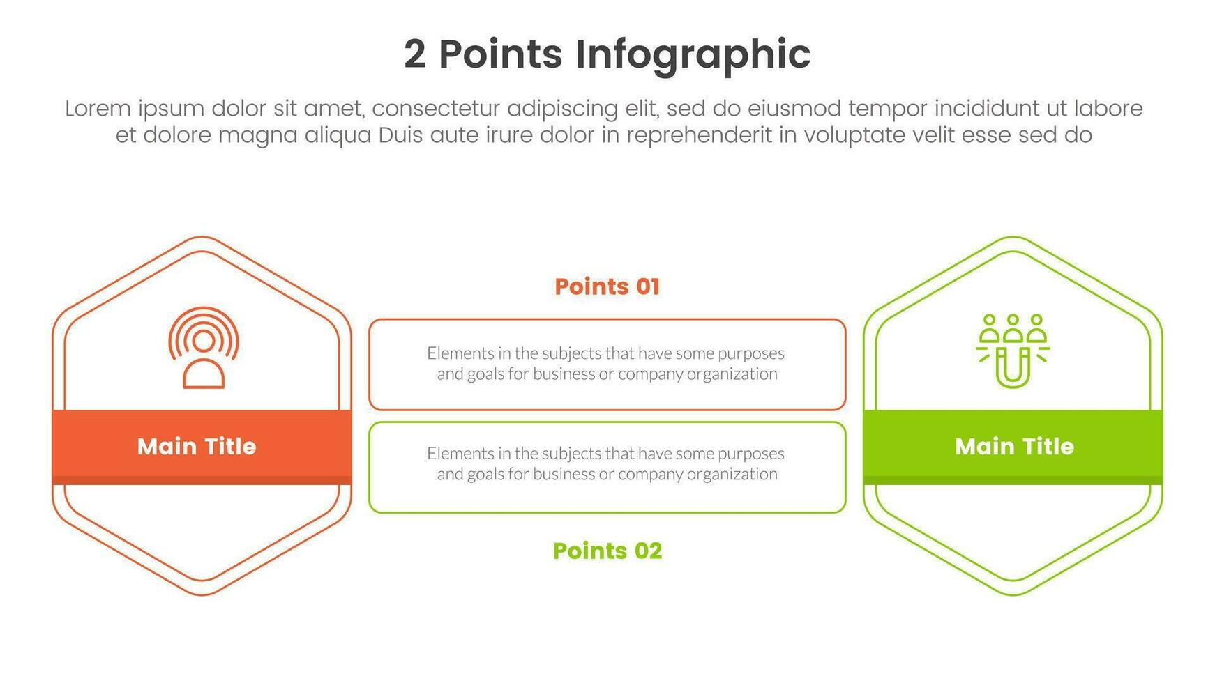 versus ou comparar e comparação conceito para infográfico modelo bandeira com favo de mel forma e retângulo forma descrição com dois ponto Lista em formação vetor