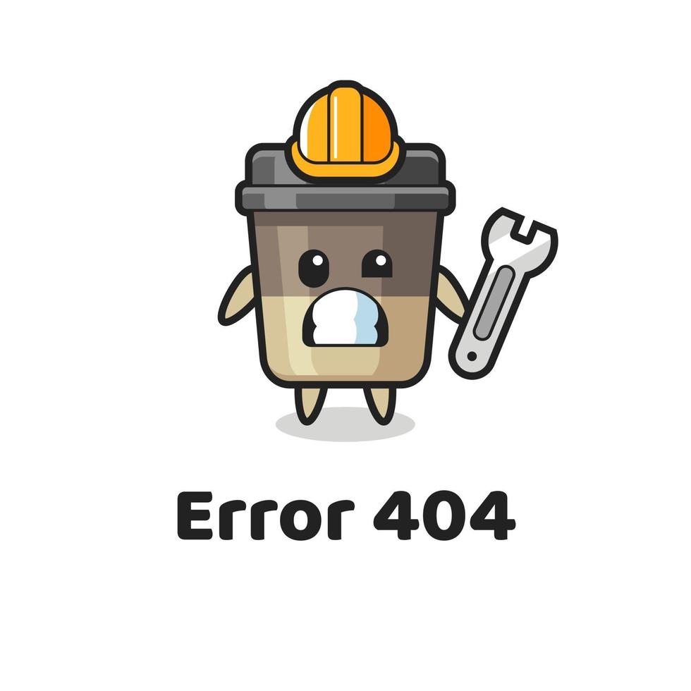 erro 404 com o mascote da xícara de café fofa vetor