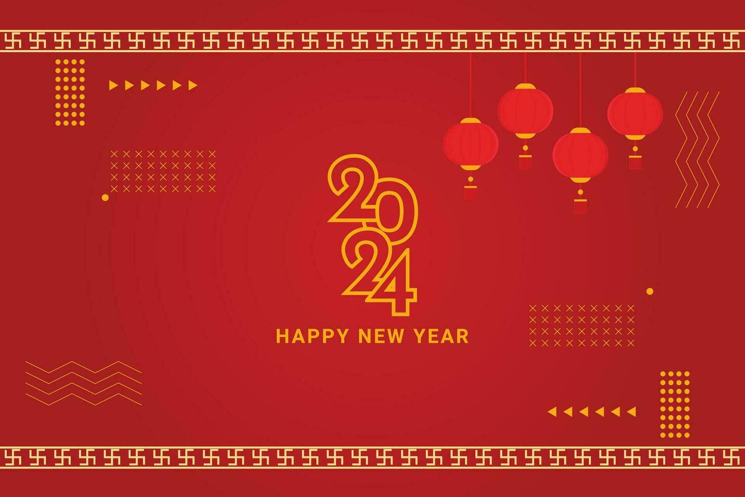 feliz chinês Novo ano 2024 fundo. chinês Novo ano bandeira cumprimento cartão e lanterna vetor