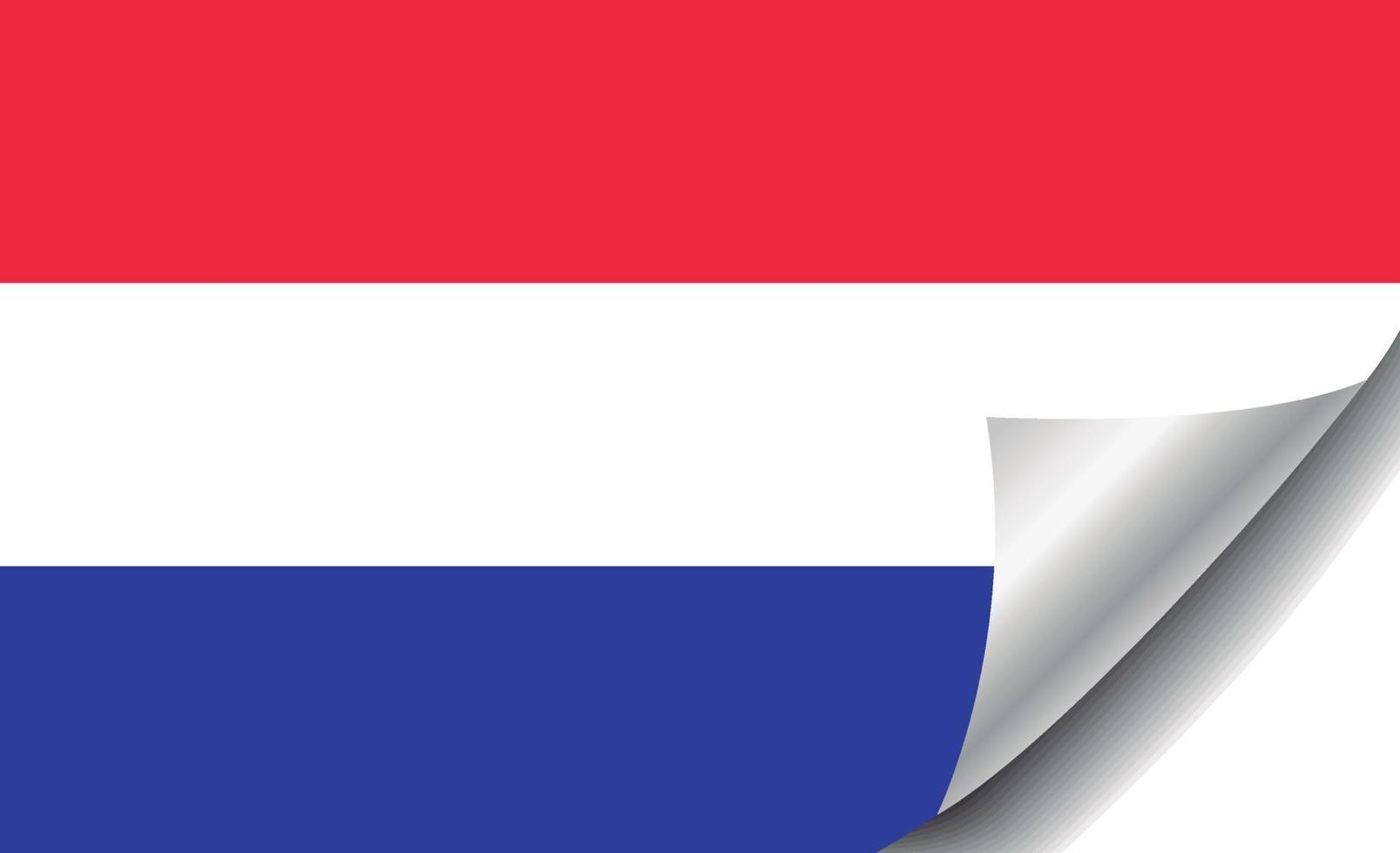 bandeira da holanda com canto enrolado vetor