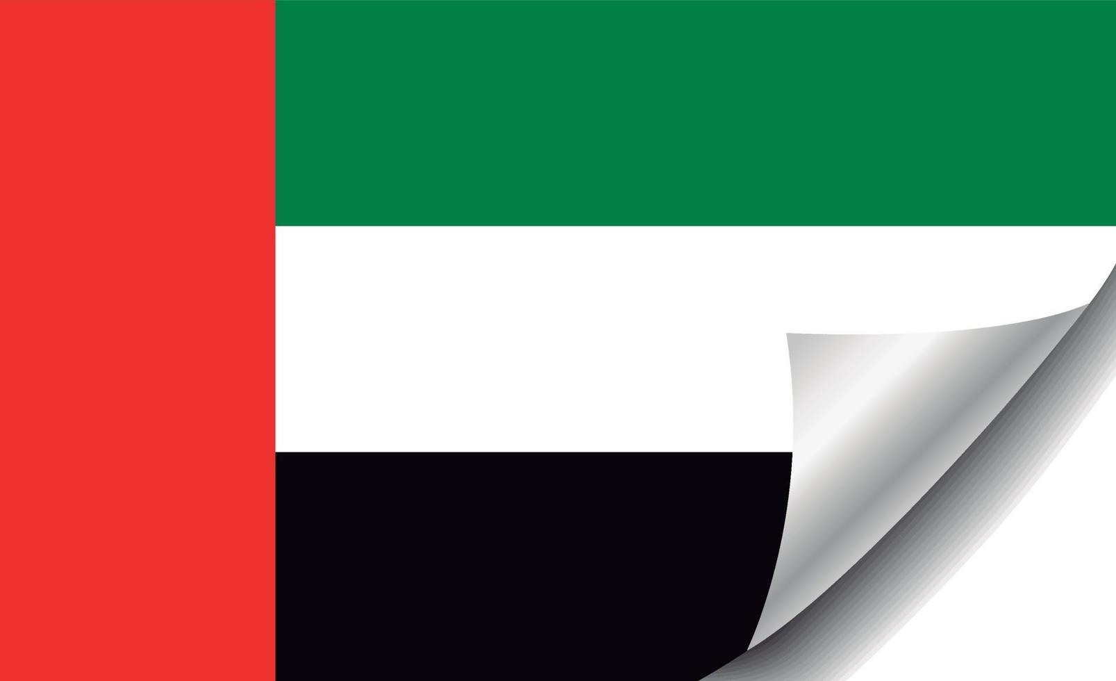 bandeira dos emirados árabes com canto enrolado vetor