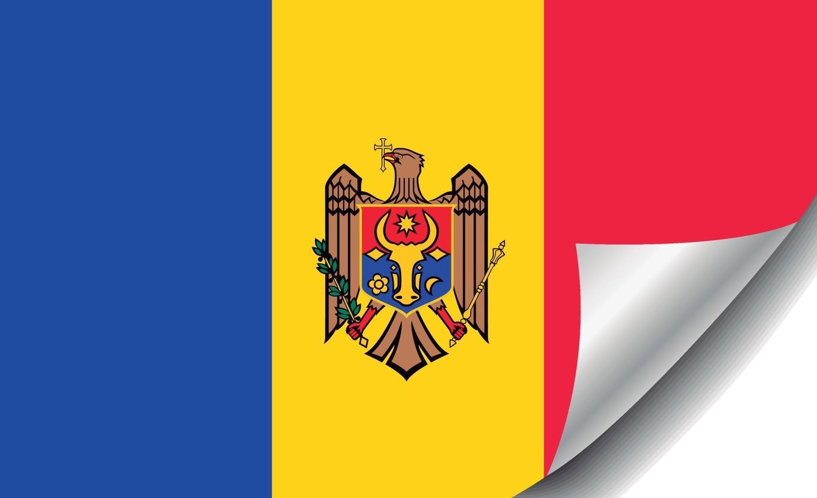 bandeira da moldávia com canto enrolado vetor