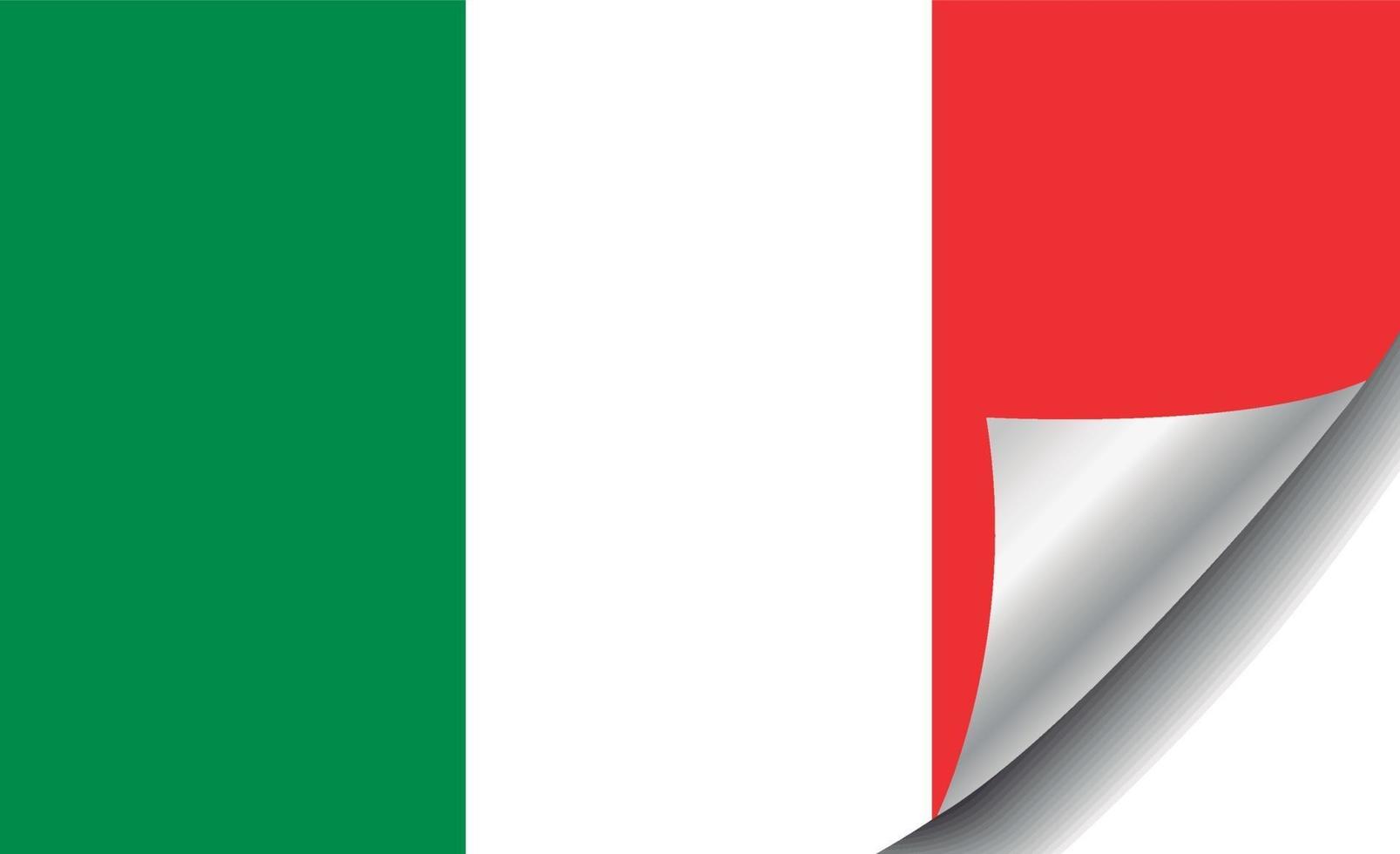 bandeira da itália com canto enrolado vetor
