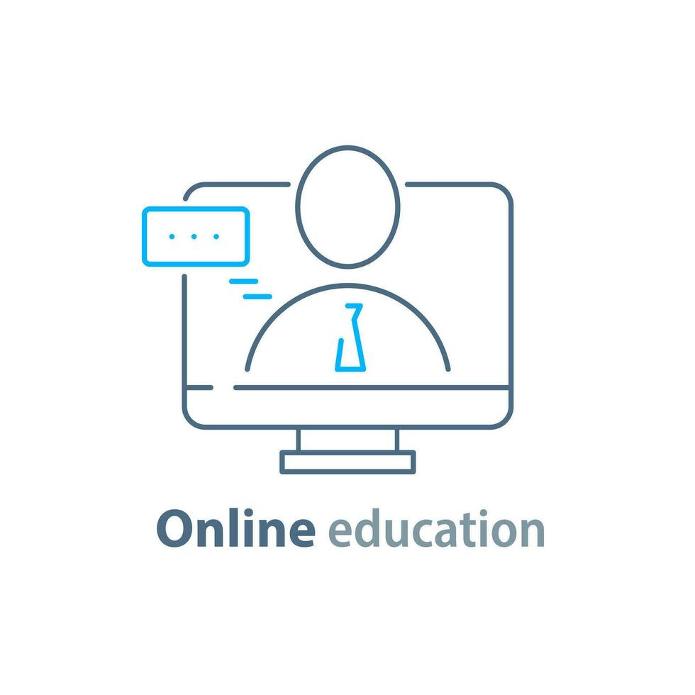 conectados Aprendendo cursos, educacionais Recursos vetor linha ícone definido, distante Educação, e-learning tutoriais