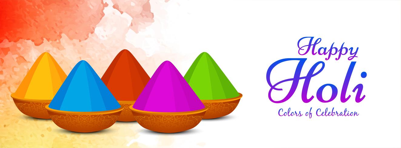 Modelo de banner de celebração linda feliz Holi vetor