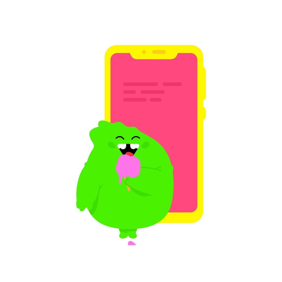 ilustração de um monstro kawaii verde. vetor