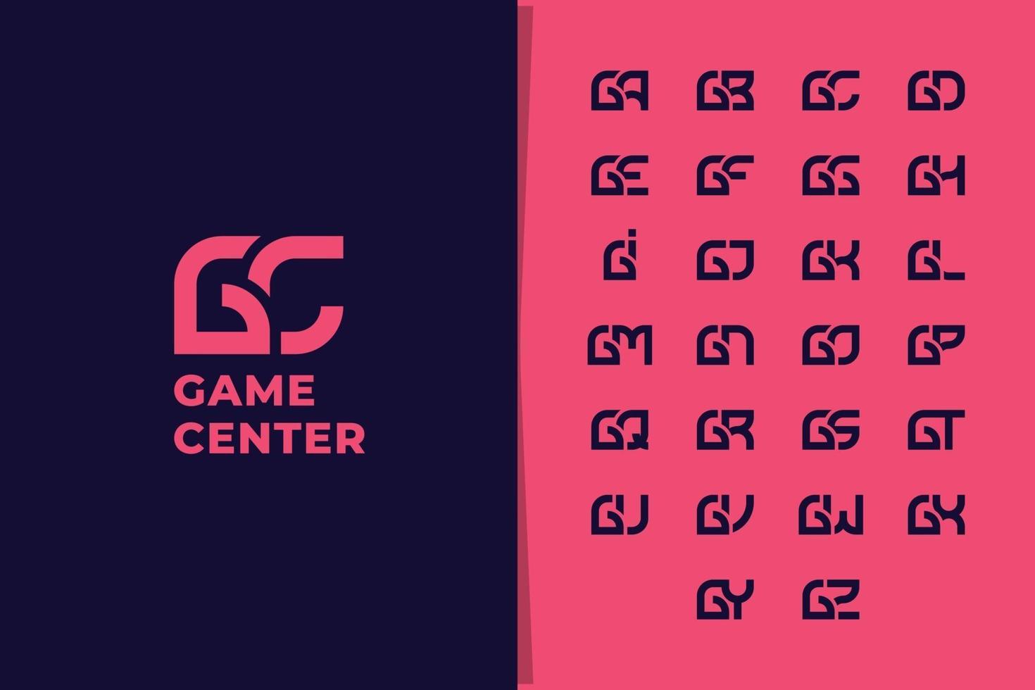 conjunto de logotipo minimalista de duas letras da letra gc para a letra gz vetor