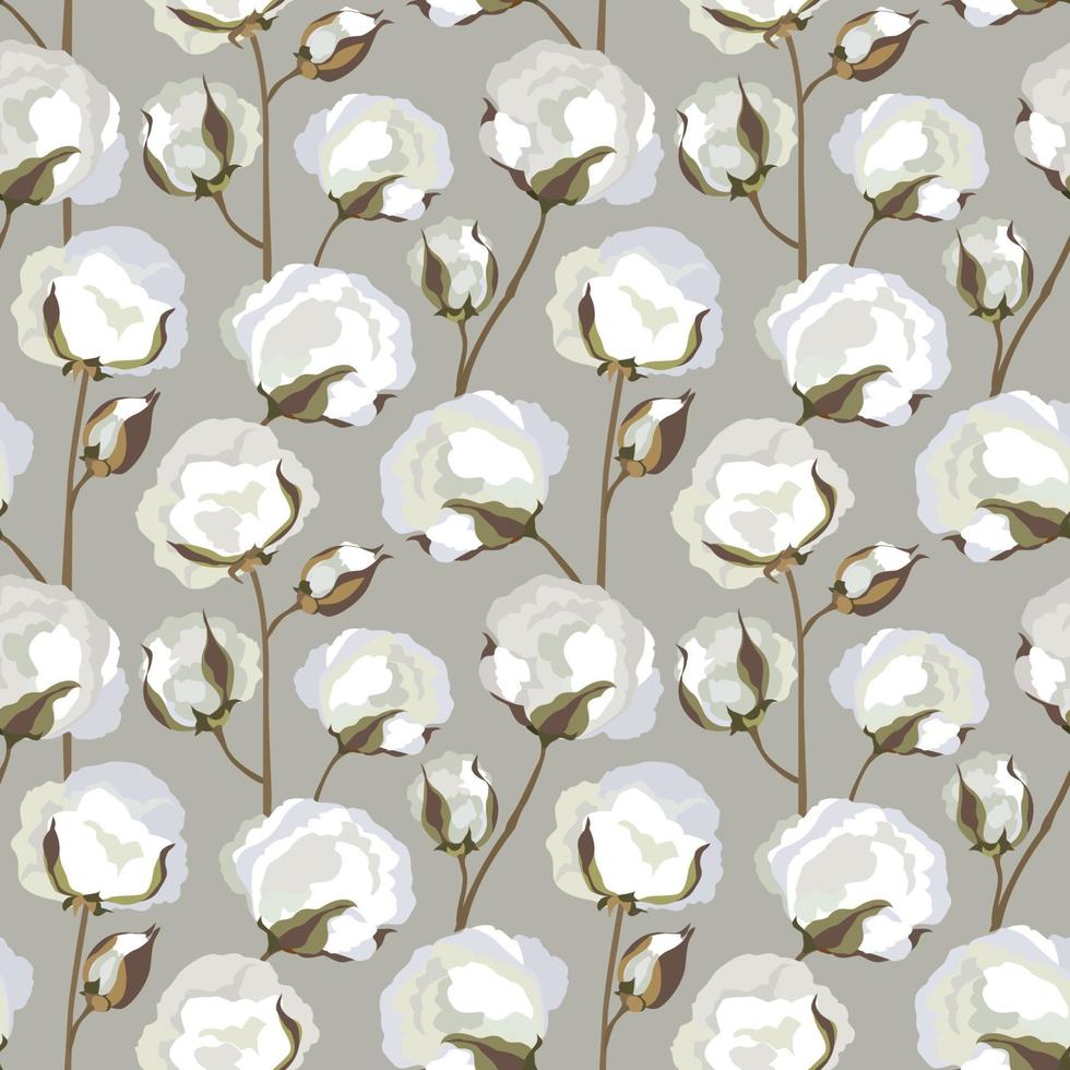 padrão sem emenda floral de planta de algodão. pano de fundo de sementes de flores de algodão vetor