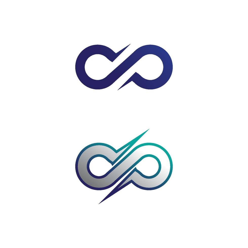 logotipo de design infinito e 8 ícones de negócios e símbolo de infinito corporativo vetor