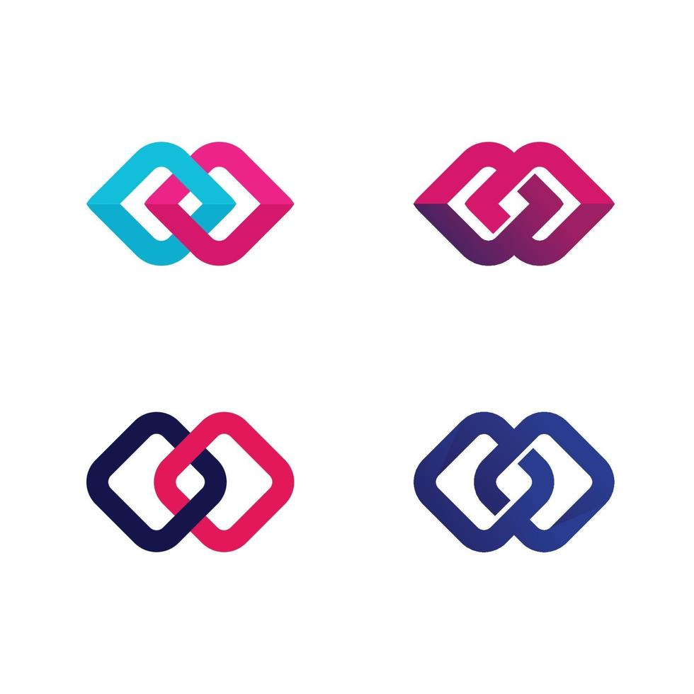 logotipo de design infinito e 8 ícones de negócios e símbolo de infinito corporativo vetor
