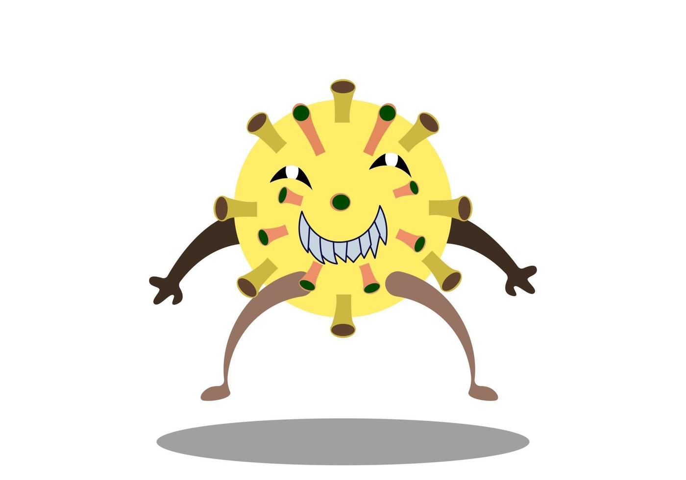 personagem de bactérias fofas amarelas em execução. vetor