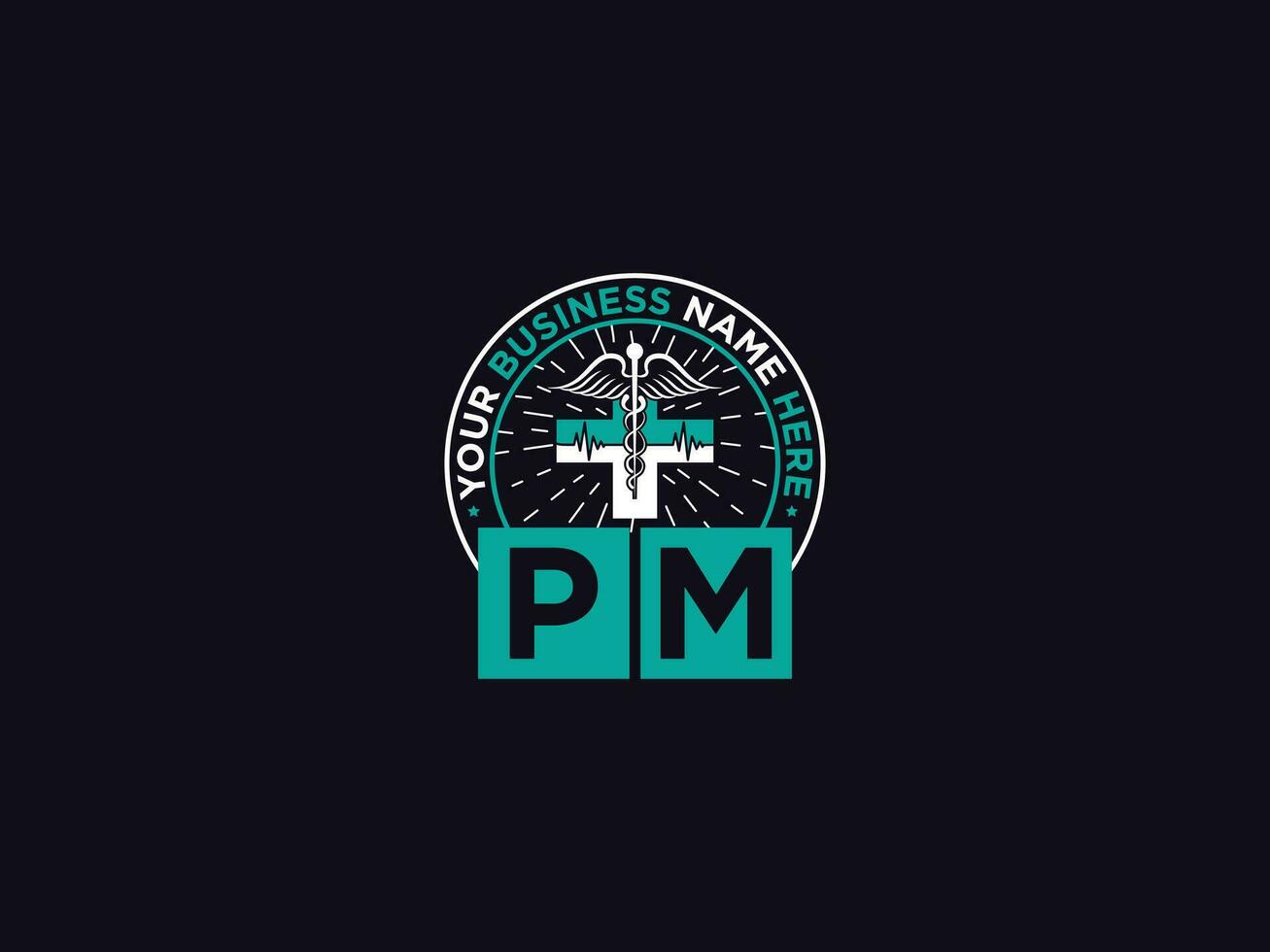 à moda PM médico logotipo, moderno PM logotipo carta Projeto para seu clínica vetor