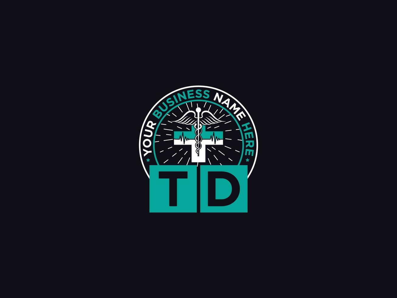 moderno td médico logotipo ícone, monograma td logotipo carta Projeto para clínica vetor