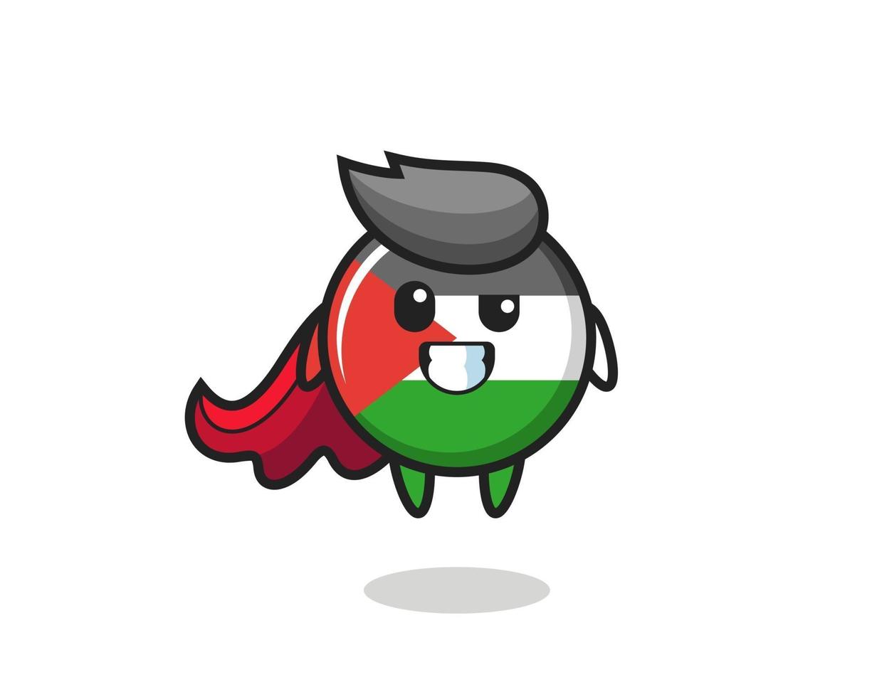 o personagem do distintivo bonito da bandeira da Palestina como um super-herói voador vetor