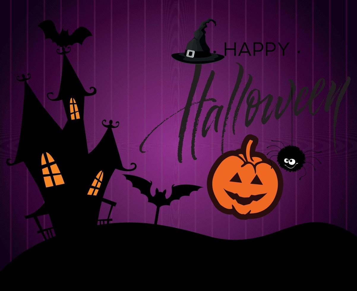 Halloween background vector abóbora truque ou travessura castelo de aranha