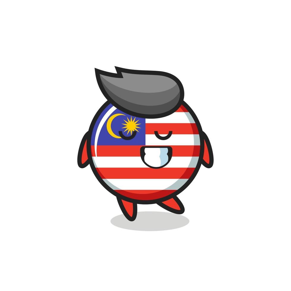 ilustração dos desenhos animados do emblema da bandeira da Malásia com uma expressão tímida vetor