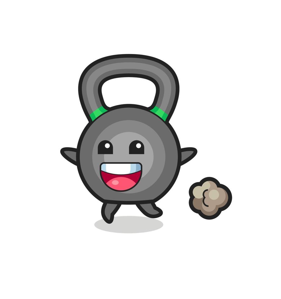 o desenho animado do kettleball feliz com pose de corrida vetor