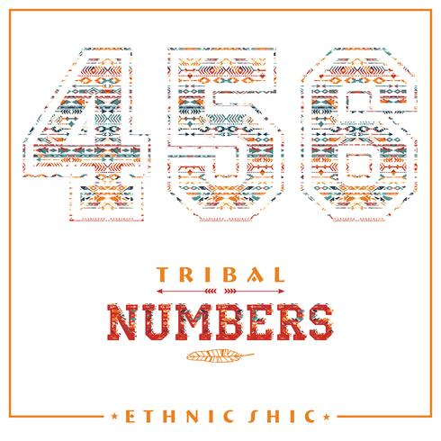 Números étnicos tribais para camisetas, pôsteres, cartões e outros usos. vetor