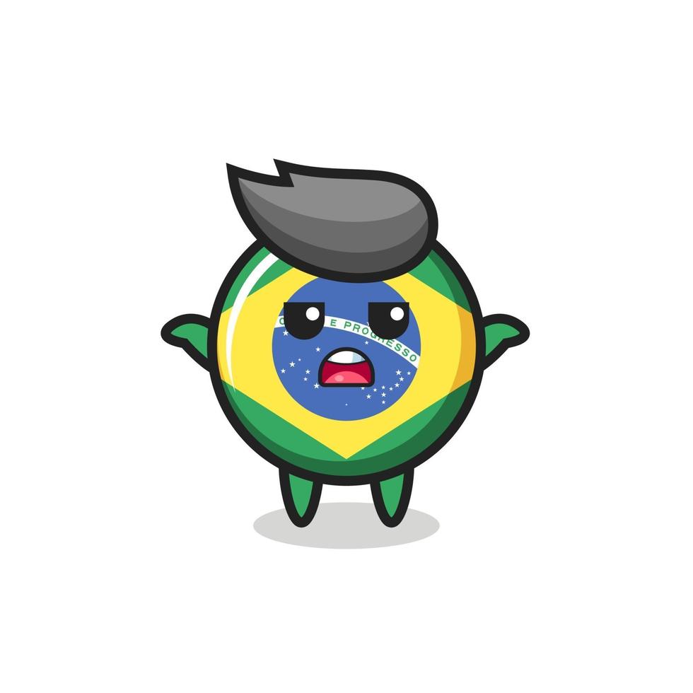 personagem mascote do emblema da bandeira do brasil dizendo eu não sei vetor