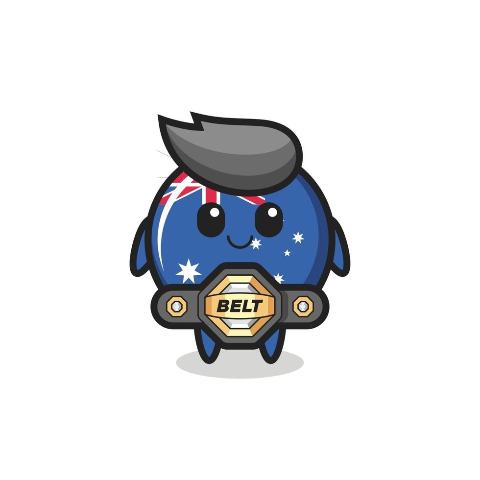 o mascote do emblema da bandeira da Austrália do lutador mma com um cinto vetor