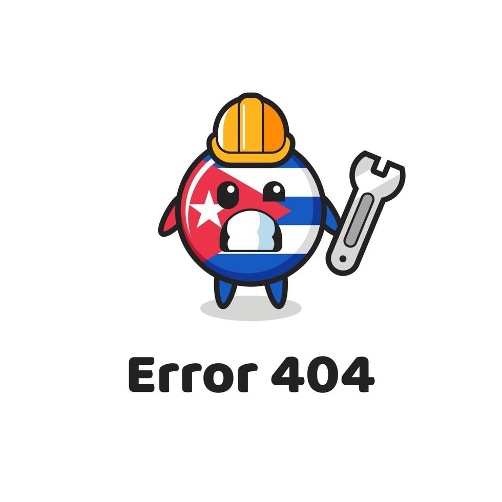 erro 404 com o mascote fofo do emblema da bandeira cuba vetor