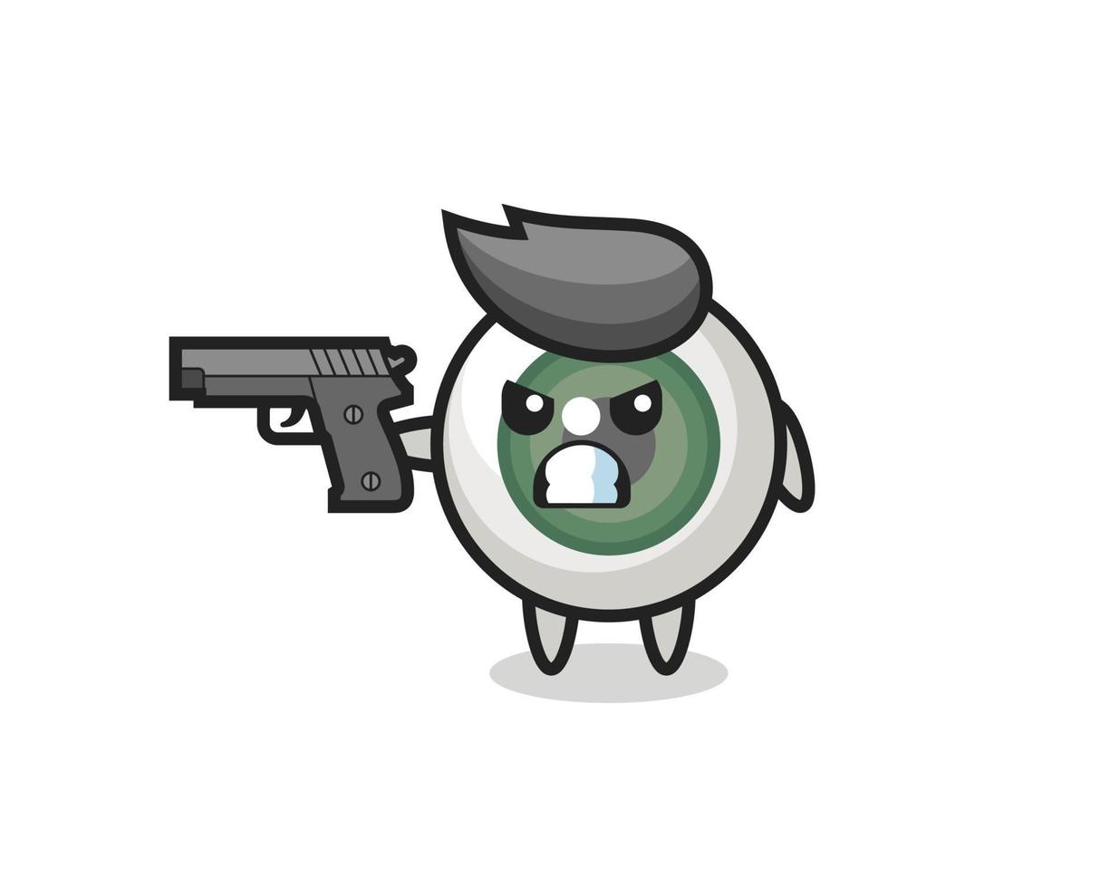 o personagem bonito do globo ocular atira com uma arma vetor