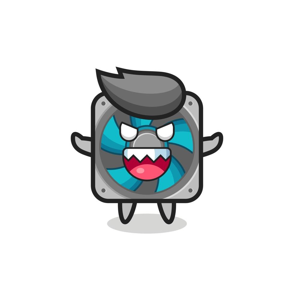 ilustração do personagem mascote do malvado fã de computador vetor