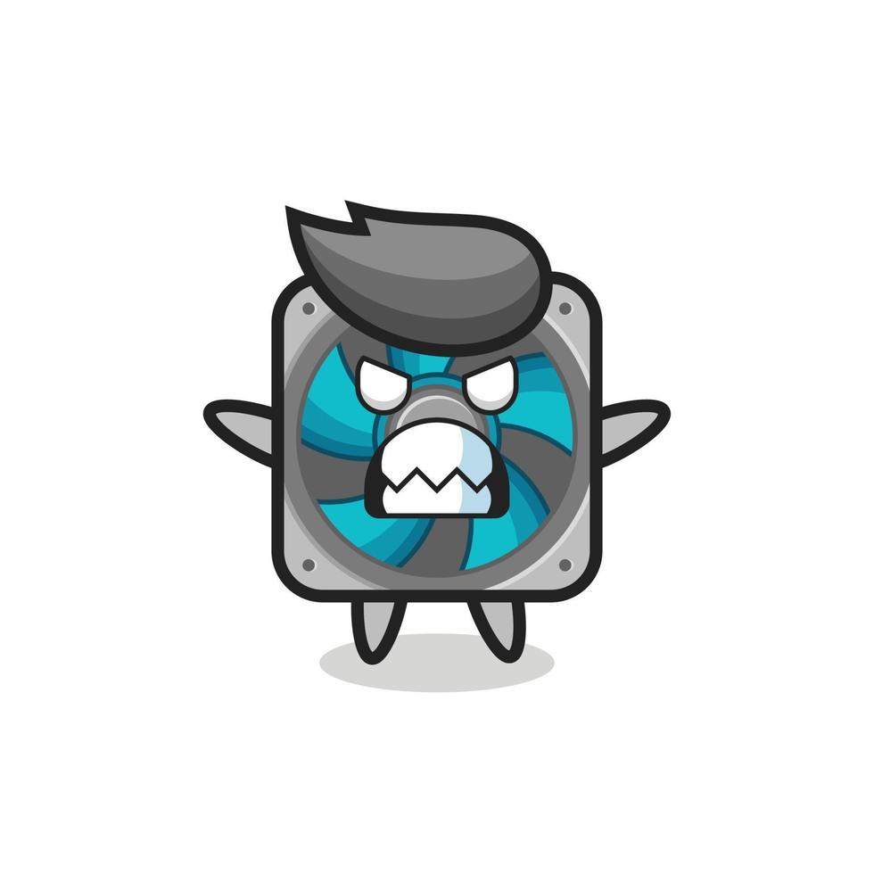 expressão colérica do personagem mascote fã de computador vetor