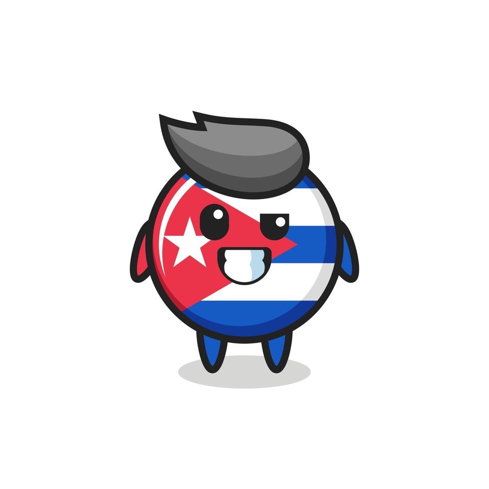 Mascote fofo com o emblema da bandeira de Cuba e rosto otimista vetor
