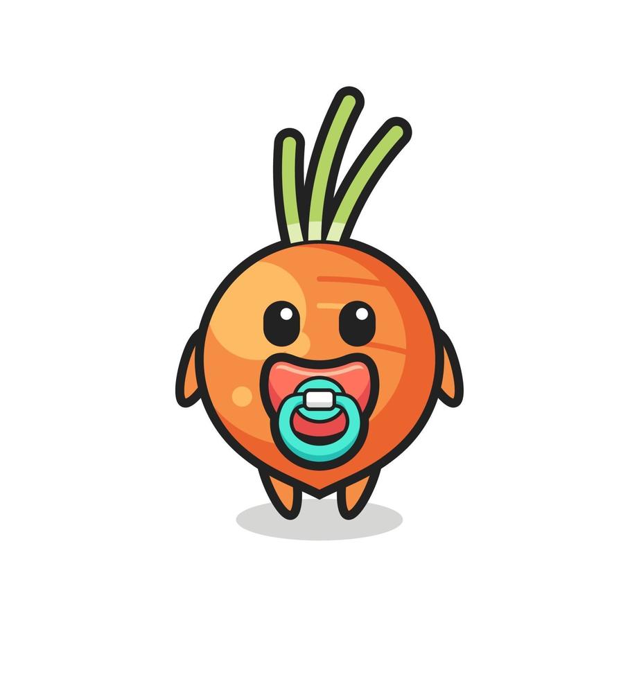 personagem de desenho animado de cenoura bebê com chupeta vetor
