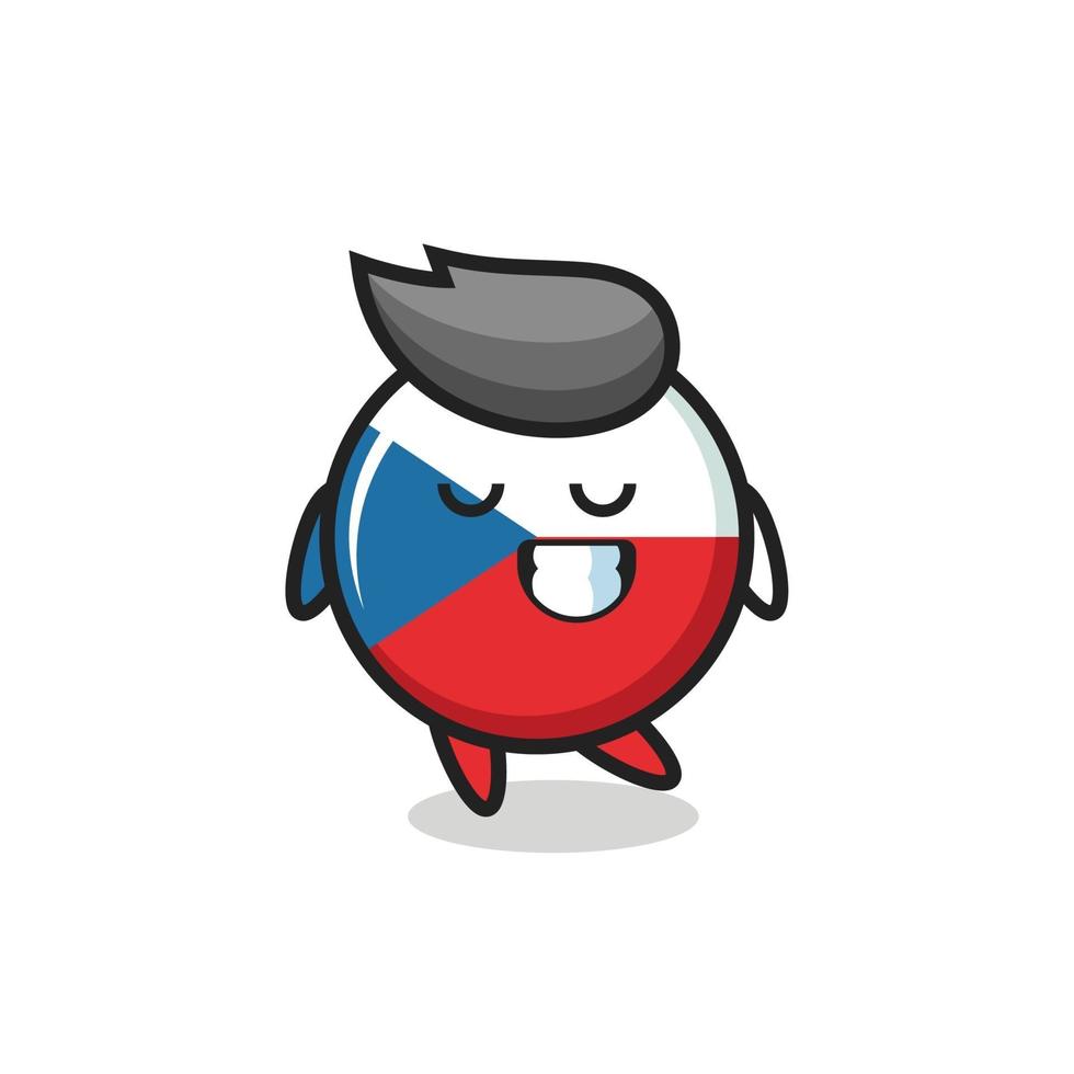 Ilustração dos desenhos animados do distintivo da bandeira da república checa com uma expressão tímida vetor