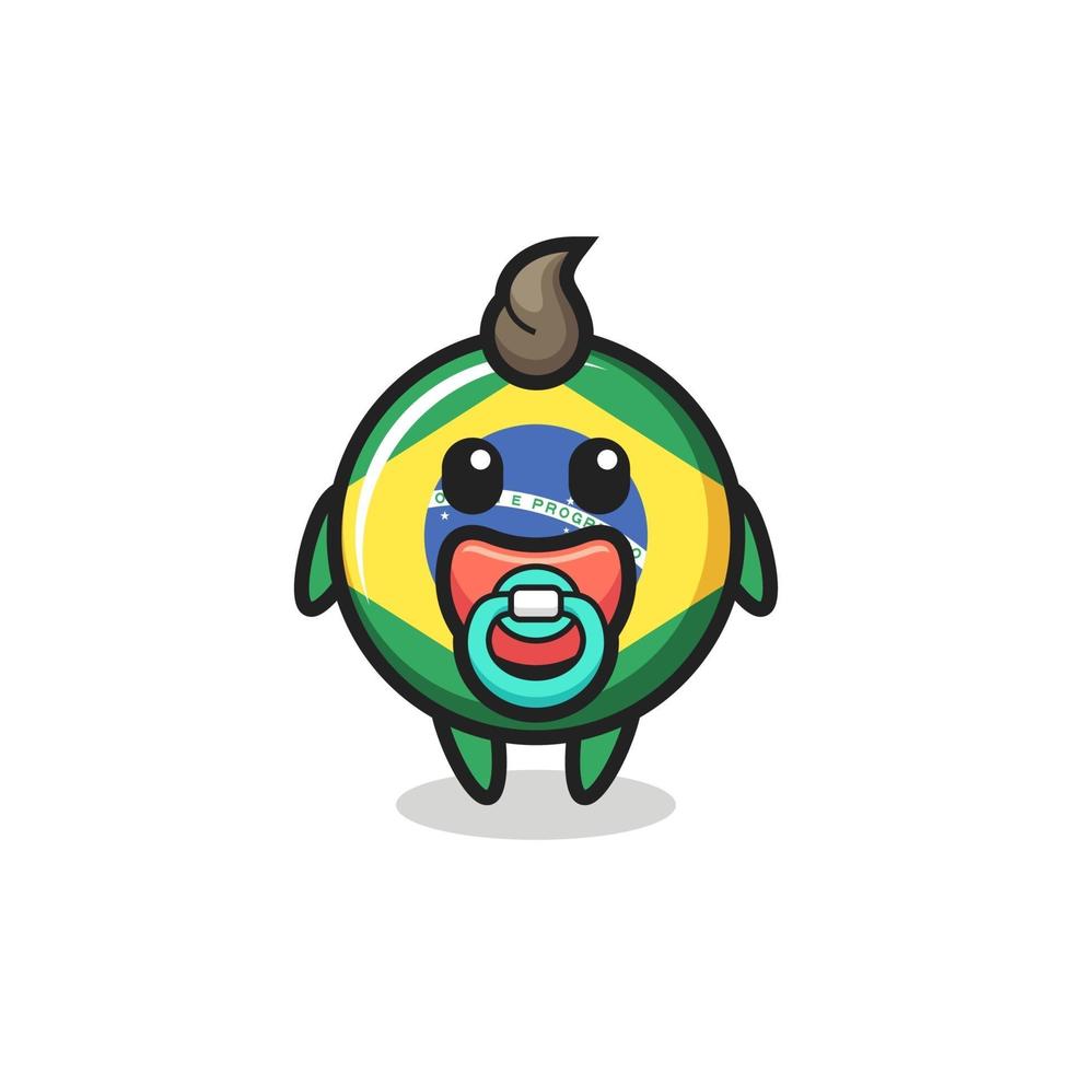 Personagem de desenho animado do bebê com o emblema da bandeira do Brasil e chupeta vetor