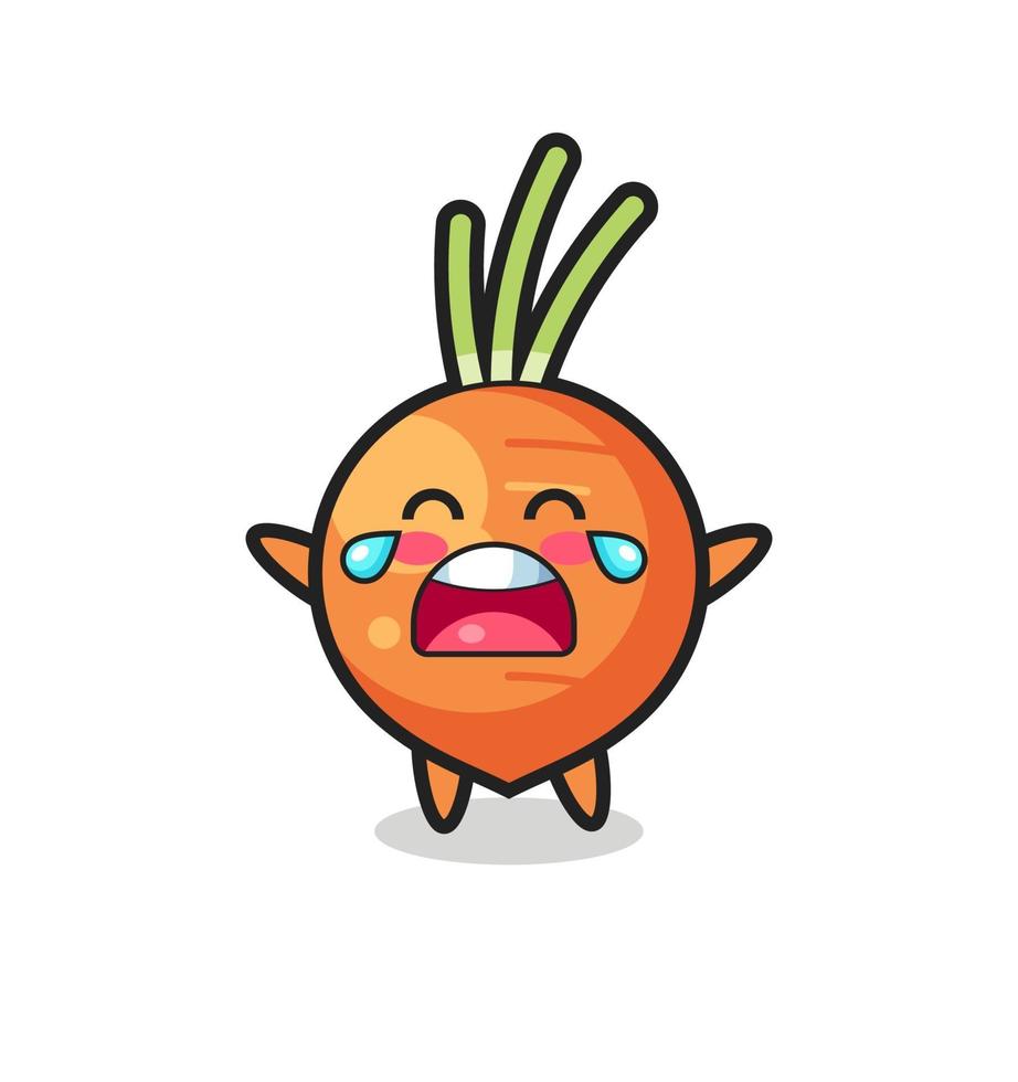 a ilustração de um bebê fofo de cenoura chorando vetor