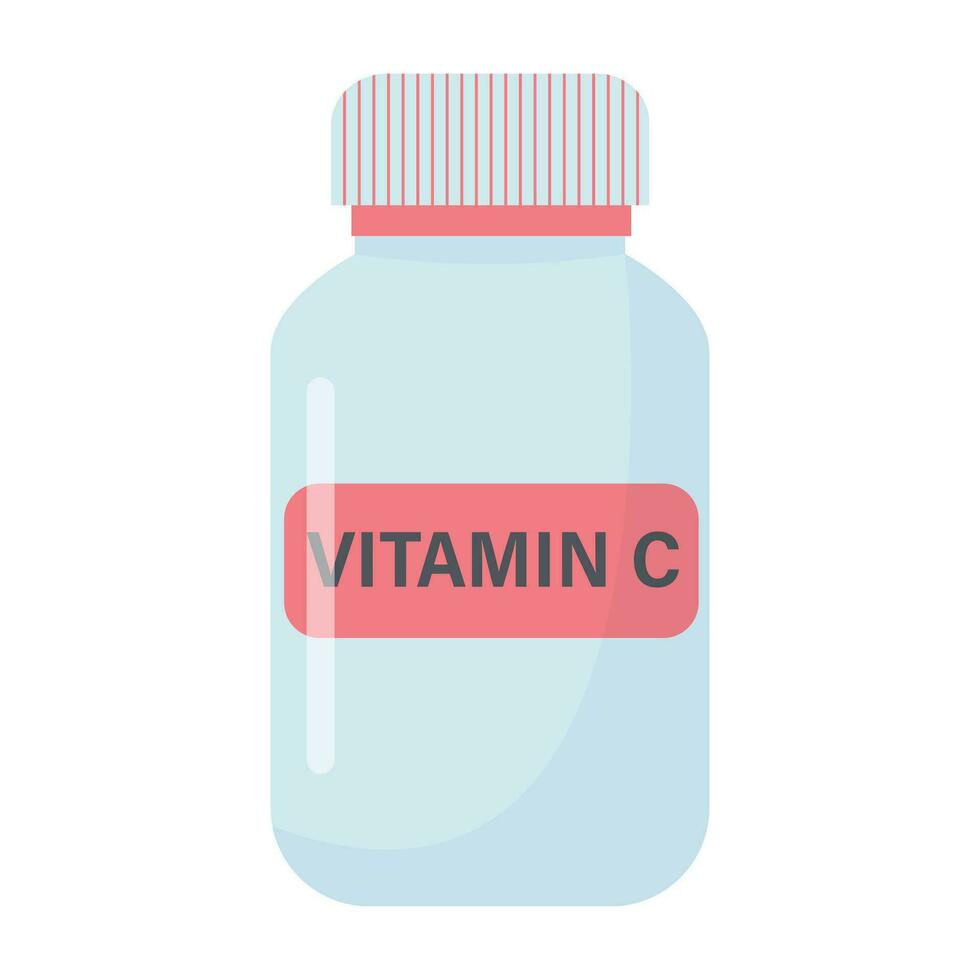 remédio garrafa Vitamina c. saudável imune sistema, saudável estilo de vida conceito. vetor