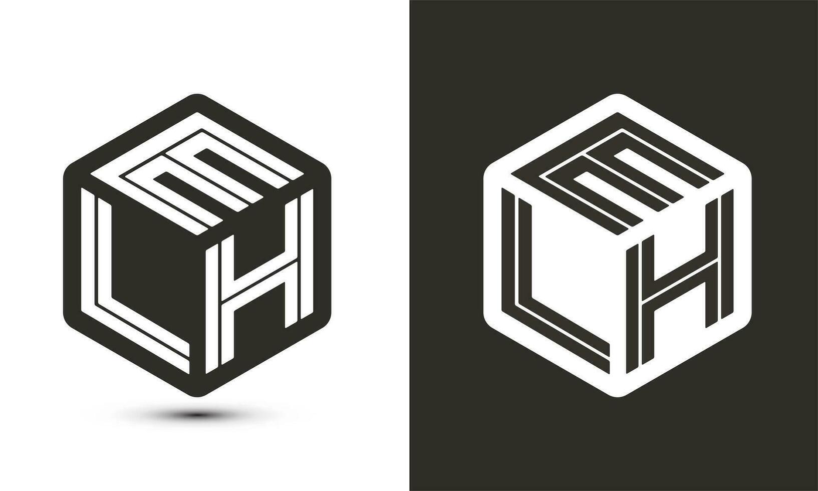 elh carta logotipo Projeto com ilustrador cubo logotipo, vetor logotipo moderno alfabeto Fonte sobreposição estilo.