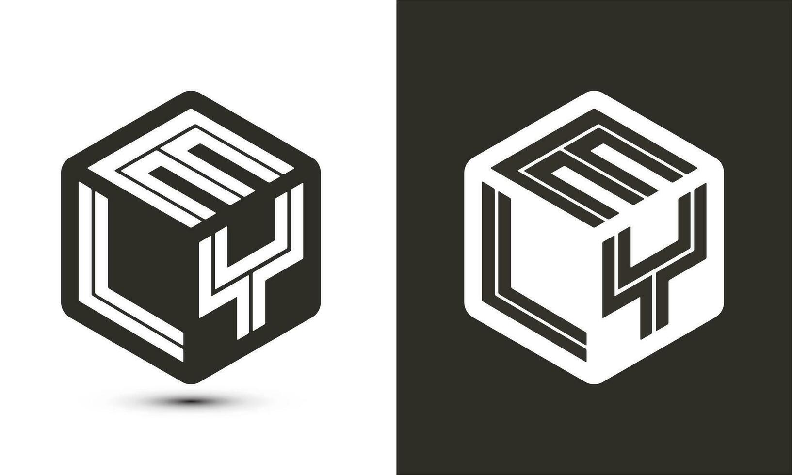 ely carta logotipo Projeto com ilustrador cubo logotipo, vetor logotipo moderno alfabeto Fonte sobreposição estilo.