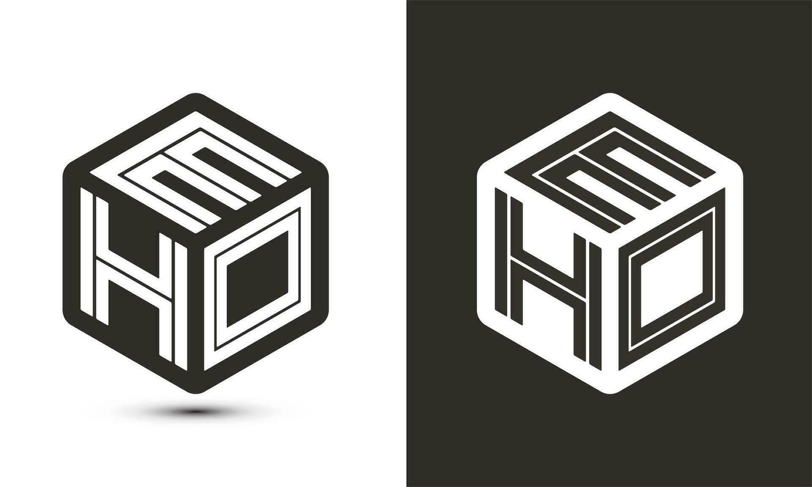 eh carta logotipo Projeto com ilustrador cubo logotipo, vetor logotipo moderno alfabeto Fonte sobreposição estilo.