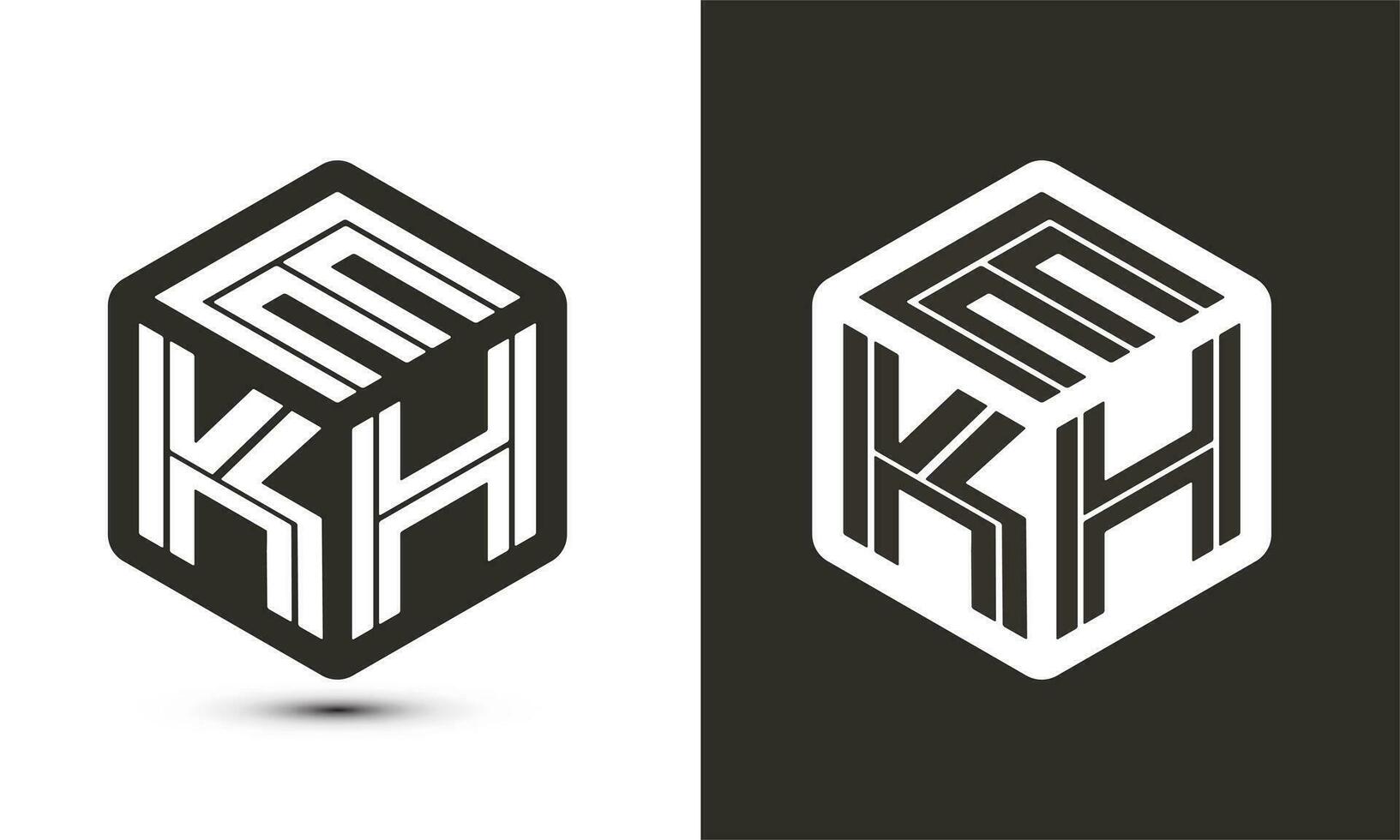 ekh carta logotipo Projeto com ilustrador cubo logotipo, vetor logotipo moderno alfabeto Fonte sobreposição estilo.